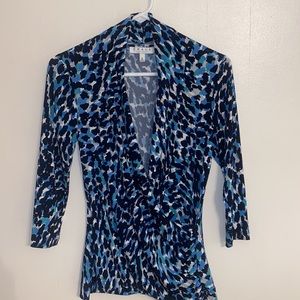 Chaus Surplice Blouse Small Multi-colored